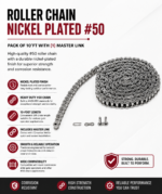 ROLLER CHAIN NICKEL PLATED #50 - PACK OF 10'FT WITH (1) MASTER LINK - Image 2