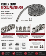 ROLLER CHAIN NICKEL PLATED #50 - PACK OF 10'FT WITH (1) MASTER LINK - Image 3